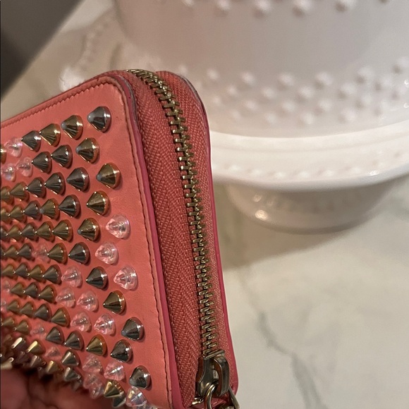 Christian Louboutin Pink Studded Wallet - Picture 7 of 14